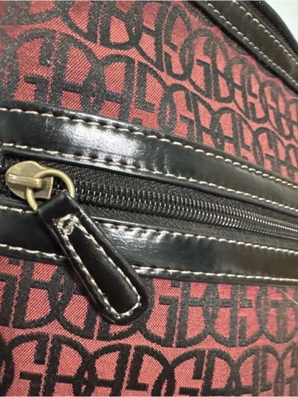 Giani Bernini Red Patterned Crossbody Bag with Black Trim